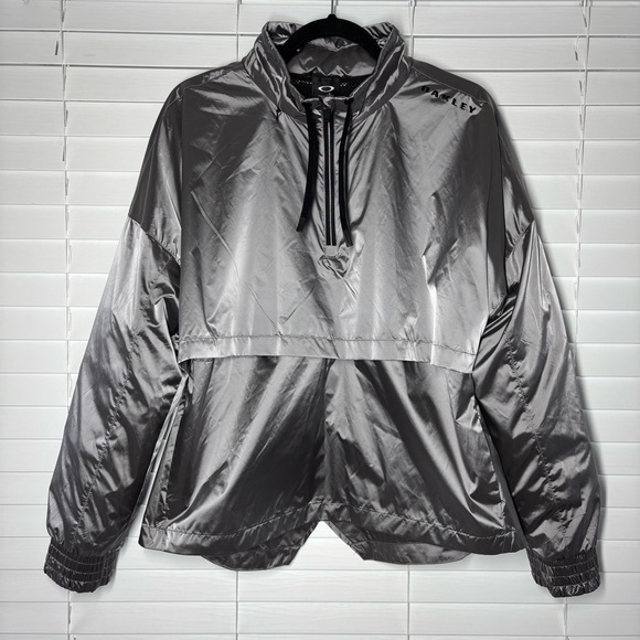 Oakley Jacket Womens Large Luxe Anorak Quarter Zip Pullover Stone Gray Hiking - Picture 1 of 5